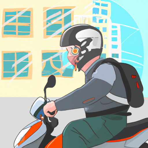 7. תמונה של תייר חובש קסדת בטיחות בעת רכיבה על אופנוע, המעידה על אמצעי בטיחות בנסיעה.