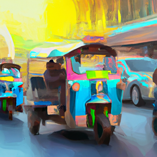 3. תמונה עמוסה של טוק-טוק מקומי ברחובות בנגקוק, המייצגת מצב תחבורה נפוץ.